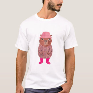 Beaver T-Shirt with Pink Bucket Hat
