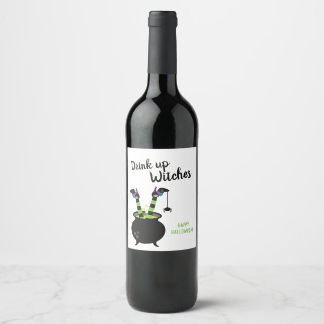Beba a etiqueta de vinho de Dia de as Bruxas engra (Frente)
