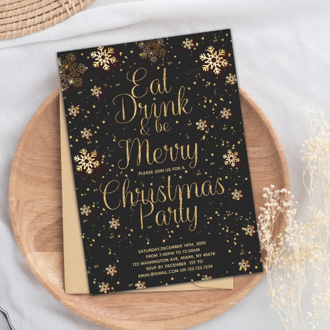 Beba Beba Seja Feliz Convite de festas de Natal na (Star Eat Drink and be Merry Christmas Invitations)