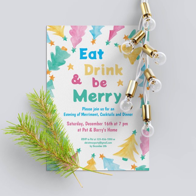 Beba e seja Modelo Convite de festas Feliz (Eat Drink & be Merry Party Invitation Template)