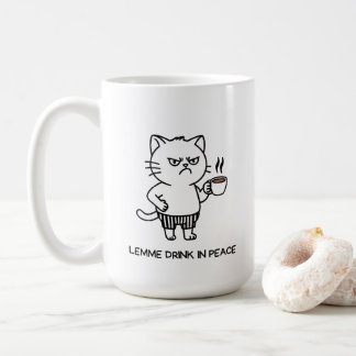 Beba em Paz Caneca de Café Introvertida Gato Mal-h
