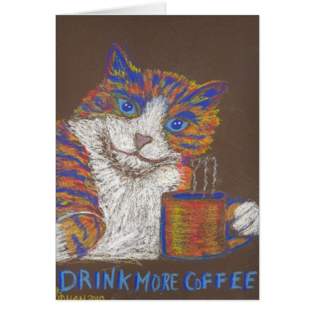 Beba mais cartão do gato do café (Frente)