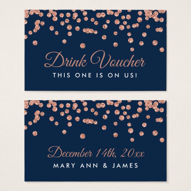 Beba o Rosa de Voucher Dourado Faux Glitter Confet (Frente & Verso)