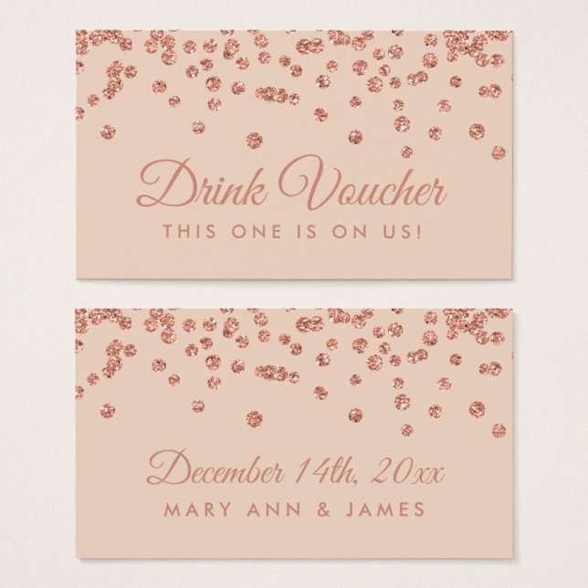 Beba o Rosa de Voucher Dourado Lâmina Confetti (Frente & Verso)