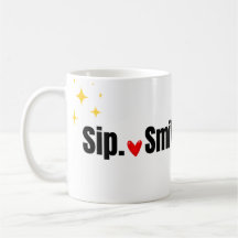 Beba. Sorria. Repita. Caneca de Café com Tipografi