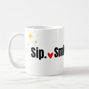 Beba. Sorria. Repita. Caneca de Café com Tipografi