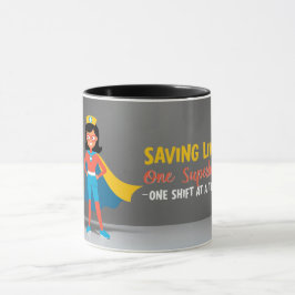 Beba Sua Força: Caneca de Super-Herói Enfermeira