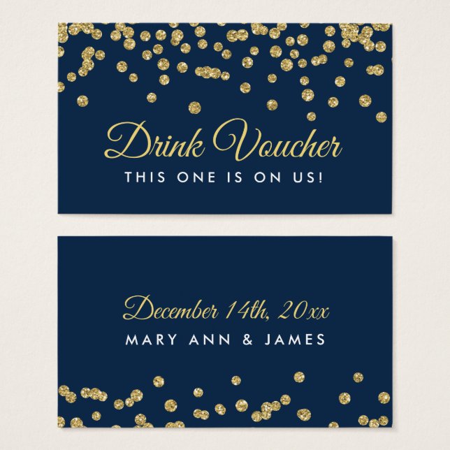 Beba Voucher Dourada Faux Glitter Confetti Marinho (Frente & Verso)
