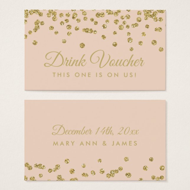 Beba Voucher Dourada Faux Lixiviter Confetti Blush (Frente & Verso)