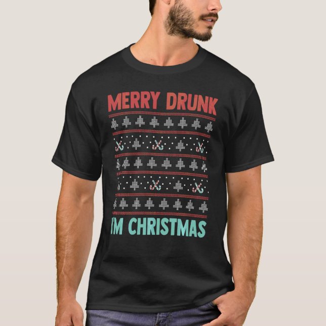 Bebado feliz Eu Sou Um Suéter Feio De Natal (Frente)