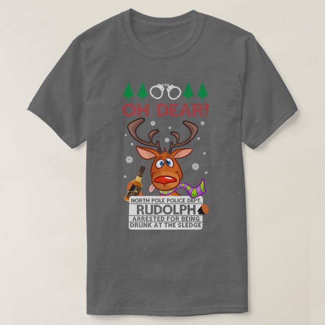 Bebado Rudolph Reindeer Suéter De Natal Feio Prem (Frente do Design)