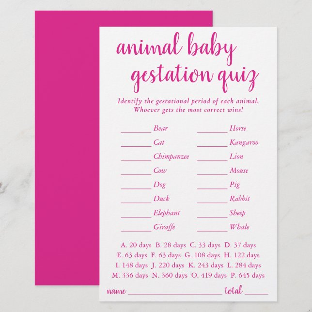 Bebê animal simples | Jogo Gestacional Rosa Quente (Frente/Verso)