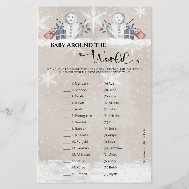 Bebê ao redor do mundo Chá de fraldas de boneco de (Frente)