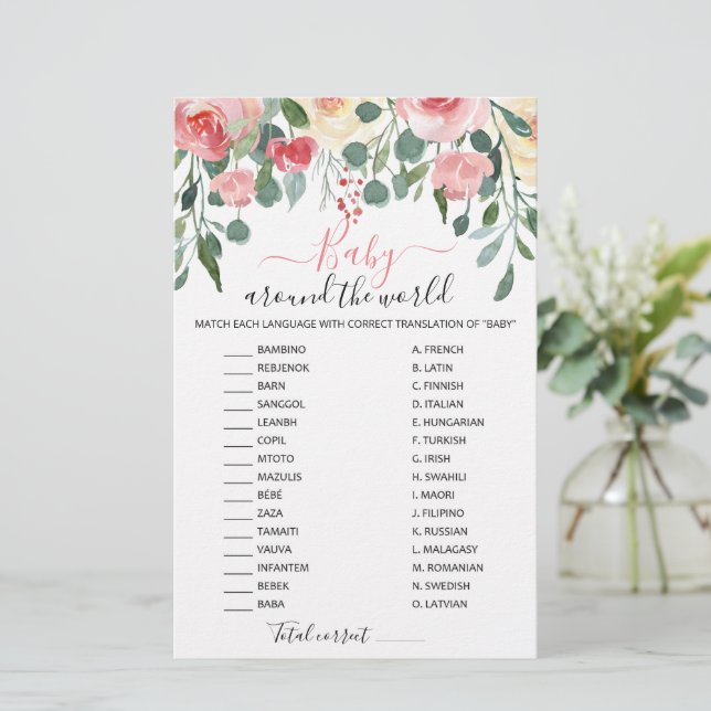 Bebê ao Redor do Mundo com Respostas Chá de Bebê (Em pé/Frente)