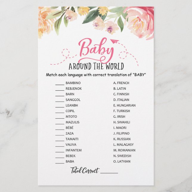 Bebê ao Redor do Mundo com Respostas Chuveiro de B (Frente)