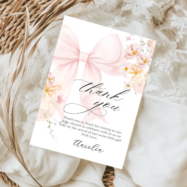 Bebê Arco rosa no Cartões de agradecimentos de Chá (Criador carregado)
