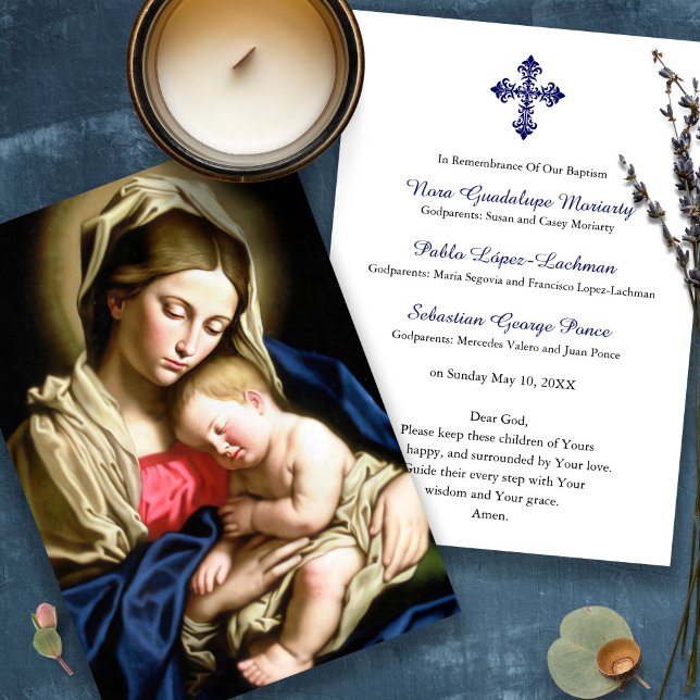 Bebê Baptismo Lembrança Grande Cartão de Oração (Baptism keepsake, baptism prayer card, Christening, catholic, elegant)