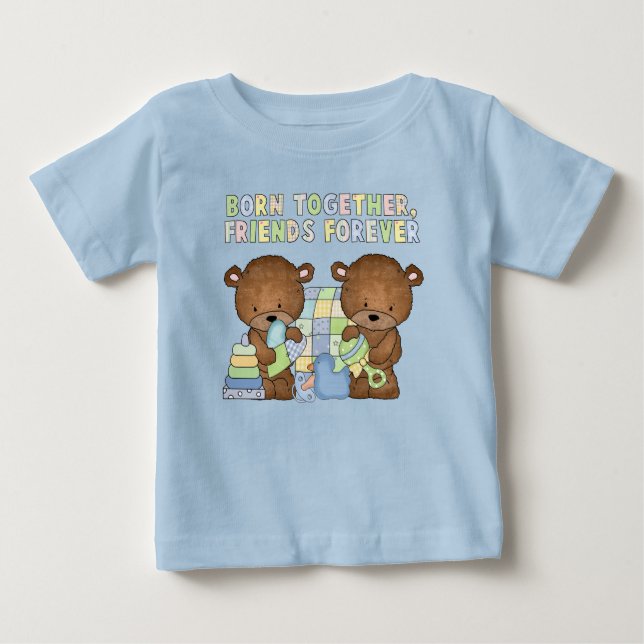 Bebê Bears gêmea camiseta de manga curta (Frente)
