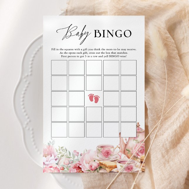 Bebê Bingo Blush Floral - Jogo de Chá de fraldas d (Criador carregado)