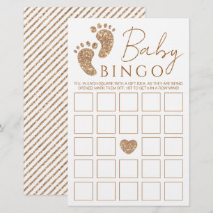 Bebê Bingo Dourado Glitter Bebê Febre Jogo do Chá