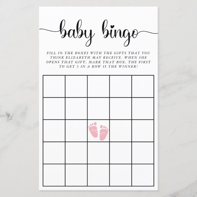 Bebê Bingo Pink Baby Girl Game (Frente)
