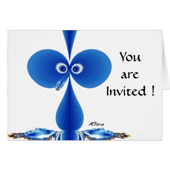 Bebê Bo-oby Pássaro Azul Cartão de Aniversário (Frente Horizontal)