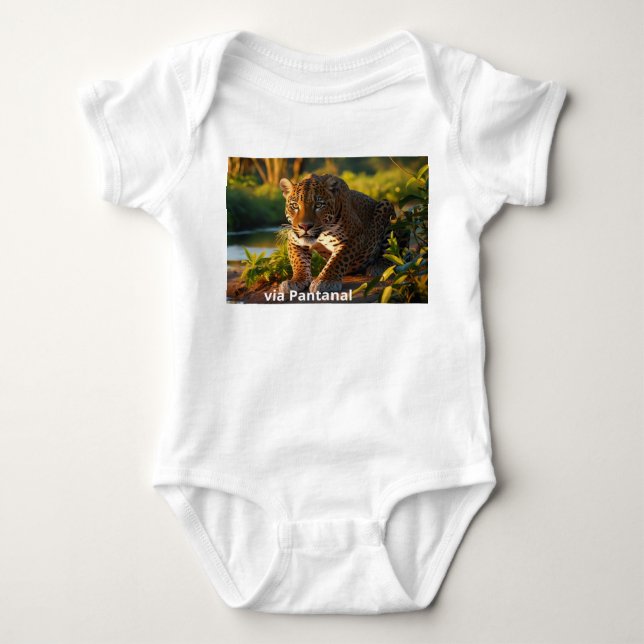 Bebê Body em Jersey para Bebês Onça Pintada (Frente)