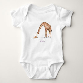 Bebê Body para bebé de girafa mãe e filhote (branco)