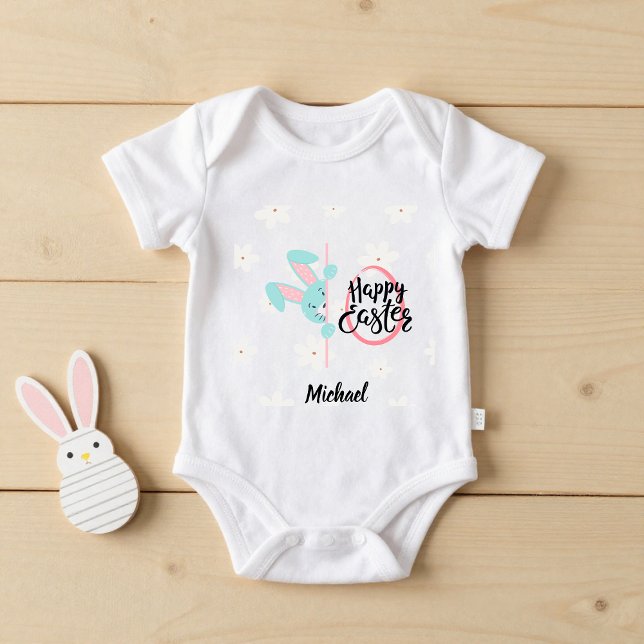 Bebê Body Personalizado de Coelho Azul de Páscoa para B (Criador carregado)