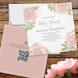 Bebê botânico Bonito rosa Rose Bouquet Código QR