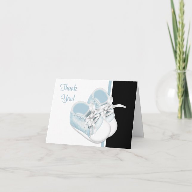 Bebê Calçados Azul Bebê Obrigado Cartões (Frente)