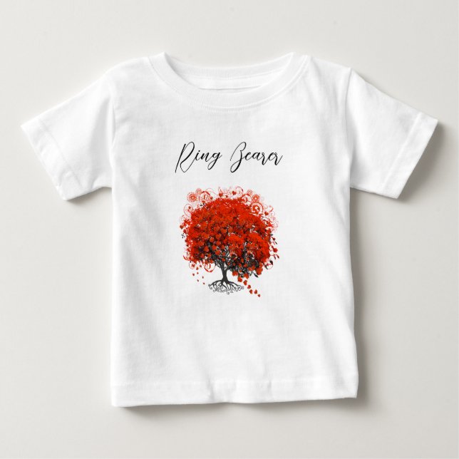 Bebê Camisa de Malha da Árvore Vermelha do Casamen (Frente)