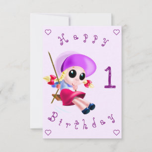 Bebê Cartão de Aniversário Pequena Garota Balançan