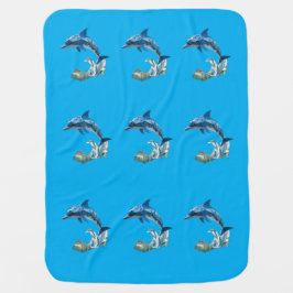 Bebe Cobertor azul de bebé com golfinho de origami