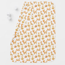 Cobertor de Bebê com Padrão de Raposinhas