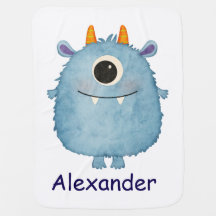 Cobertor de Bebê Personalizado do Monstro Azul Fof