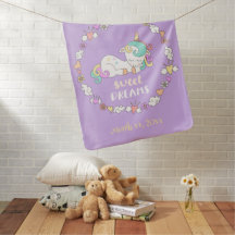 Cobertor de Bebê Unicórnio Fofo Com Nome do Bebê