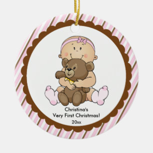 Bebê com enfeites de natal do bebê do urso