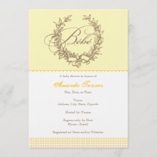 Bebe - convite francês amarelo do chá de fraldas