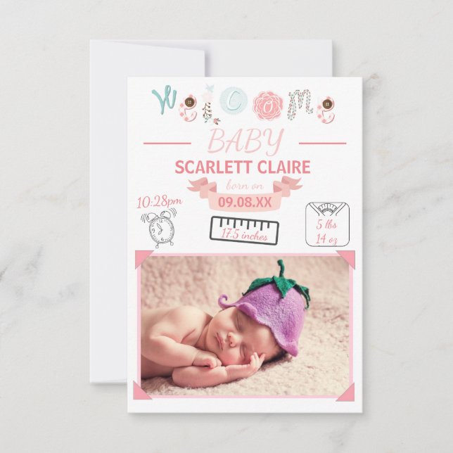 Bebê de boas-vindas com desenhos - Anúncio 3x5Birt (Frente)