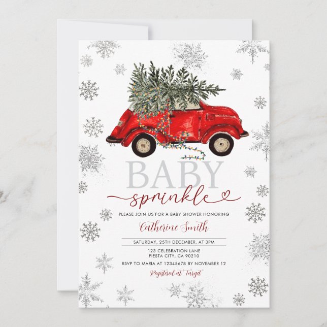 Bebê de Inverno Sprinkle Cartão Vermelho Natal (Frente)