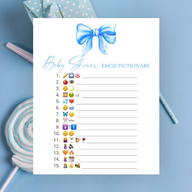 bebê de laço azul chá de fralda emoji jogo Piction (Criador carregado)