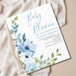 Bebê De Orçamento No Bloom Blue Floral Chá Convite