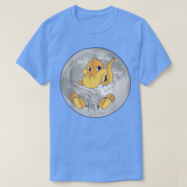 Bebê Dino Dinossauro Na Camisa Da Lua Espacial (Frente do Design)