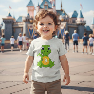 Bebê Dinossauro Bonito Camiseta Cripto Bitcoin Cri