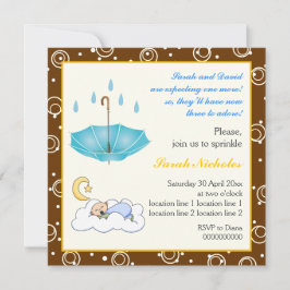 Bebê dormindo borrifador borrifado azul convite ca