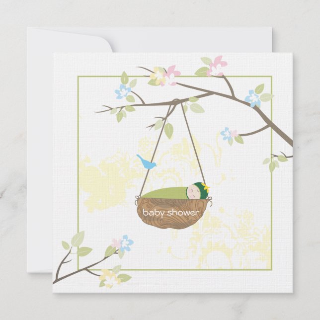 Bebê dormindo - Convite para Chás de fraldas (Frente)