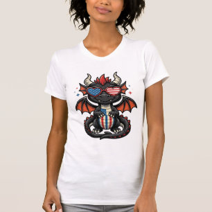 Bebê Dragão Patriótico Camisa Vintage Vetor Design
