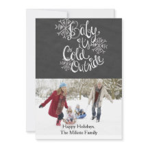 Bebê É Frio Fora de Um Cartão de Natal Fotográfico