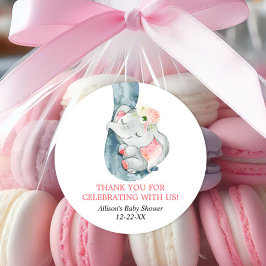 Bebê elefante blush - adesivos cor-de-rosa